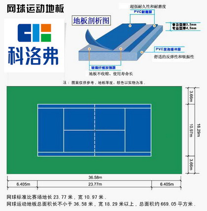 科洛弗室内网球场专用PVC运动地板